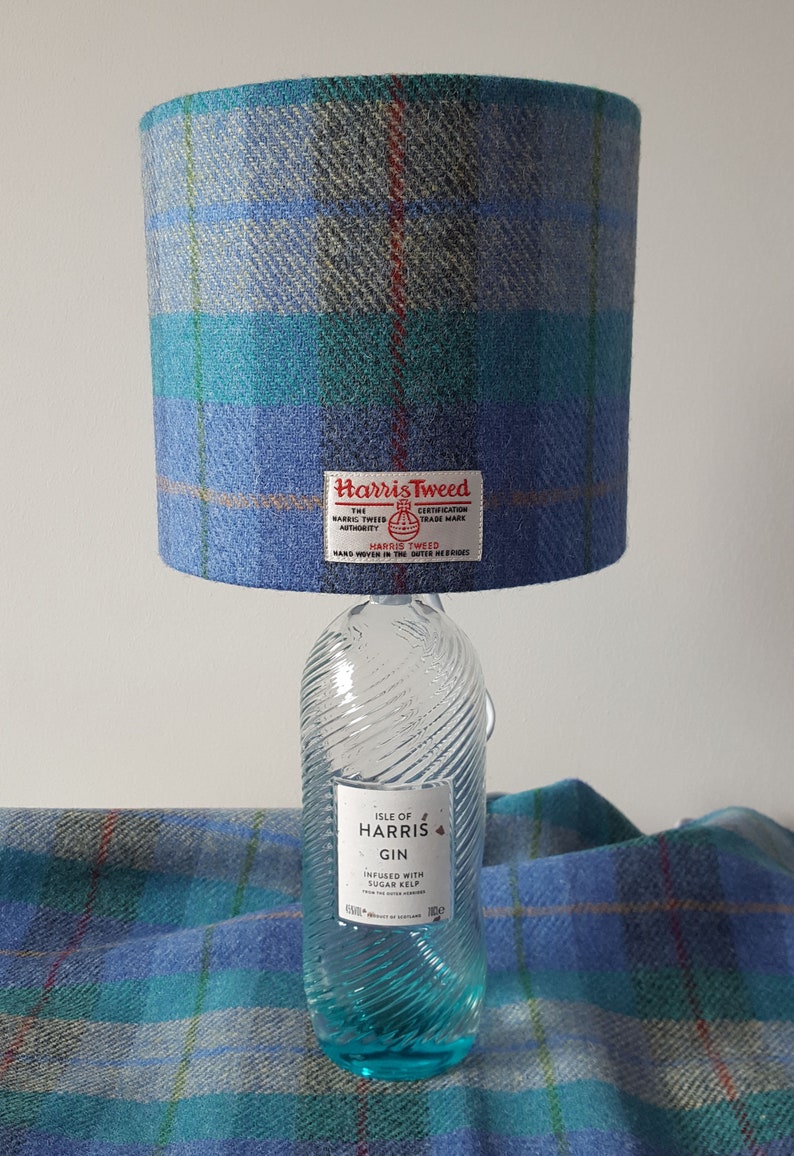 Gin Bottle Lamp Kit With a 20cm Tartan Harris Tweed Lampshade Etsy UK