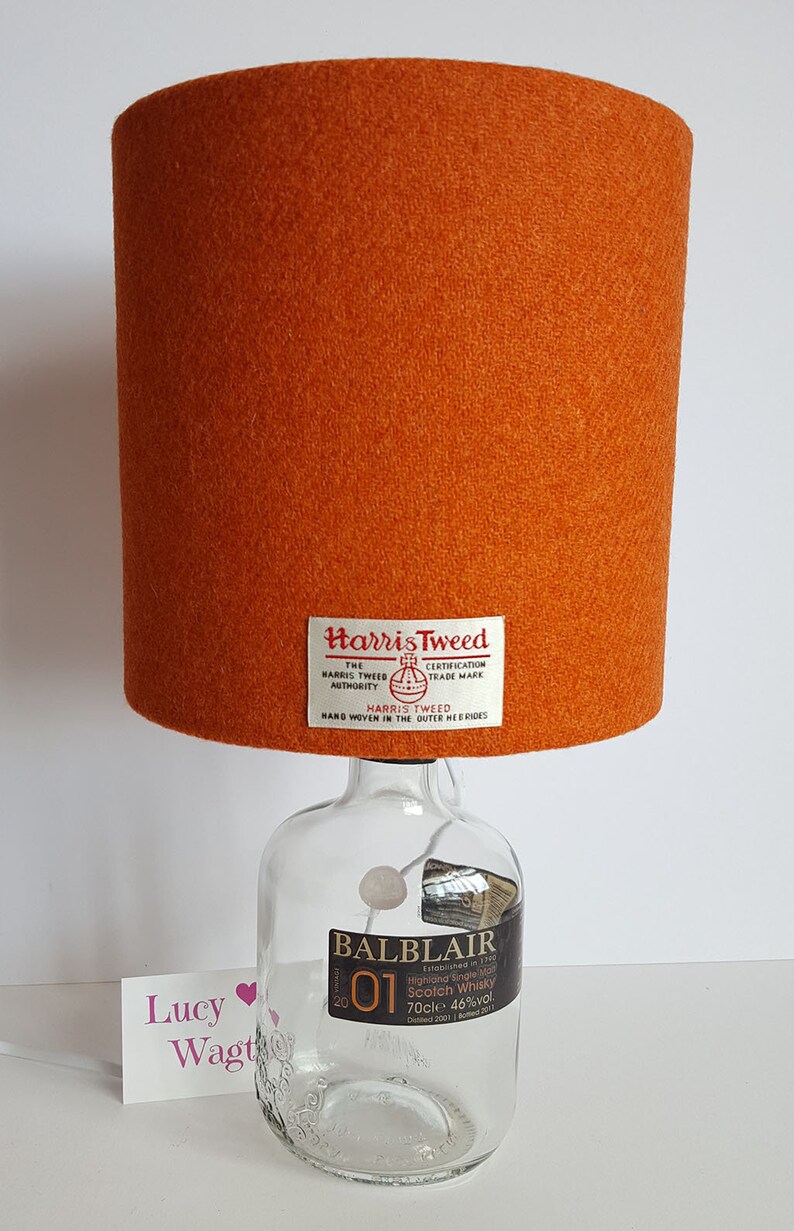 Gin Bottle Lamp Kit Harris Tweed Lampshade & Bottle Lamp Etsy UK