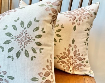 Cottage Garden Cushion Cover - Blush/Sage/Natural - Exclusive to Lucy Wagtail