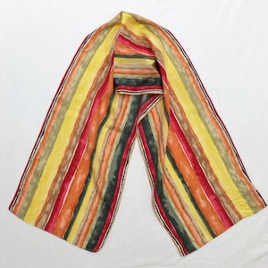 Vintage Unbranded Red Green Yellow Abstract Stripe Long Fashion Scarf, FREE SHIPPING