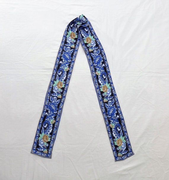 Talbots Silk Double Faced Blue Multicolor Floral P