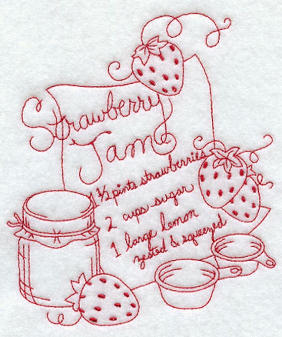 Strawberry Jam Recipe Embroidered Kitchen Towel Strawberry Etsy