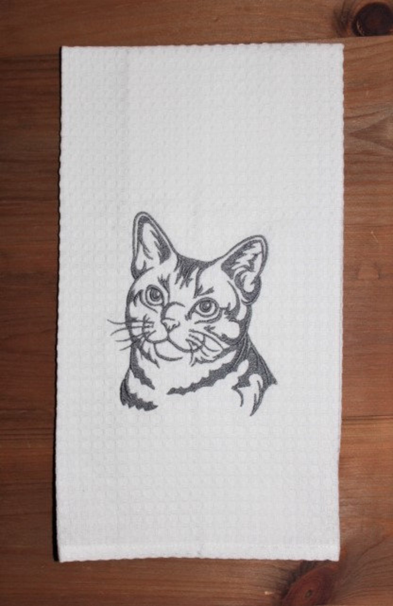 Cat Kitchen Towel Embroidered Cat Towel Cat Lovers Gift Etsy