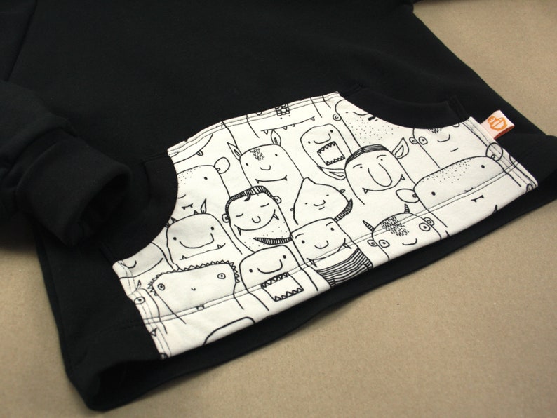 Unisex Kids Hoodie Gender Neutral Baby Clothing Monochrome Baby Hoodie Organic Baby Clothes Black and White Baby Gift