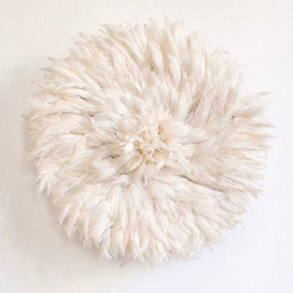 Authentic Juju Hat - Feather Headdress - Off White - Small Size - 50 cm/19.5 inches