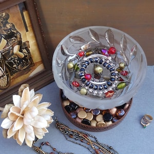 1920&#39;s Vintage Glass Candle Holder, Ring Dish or Candy Dish