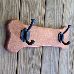 Dog Leash and Collar Hook - Dog Bone Made with Reclaimed Wood - Burnt Orange Stain