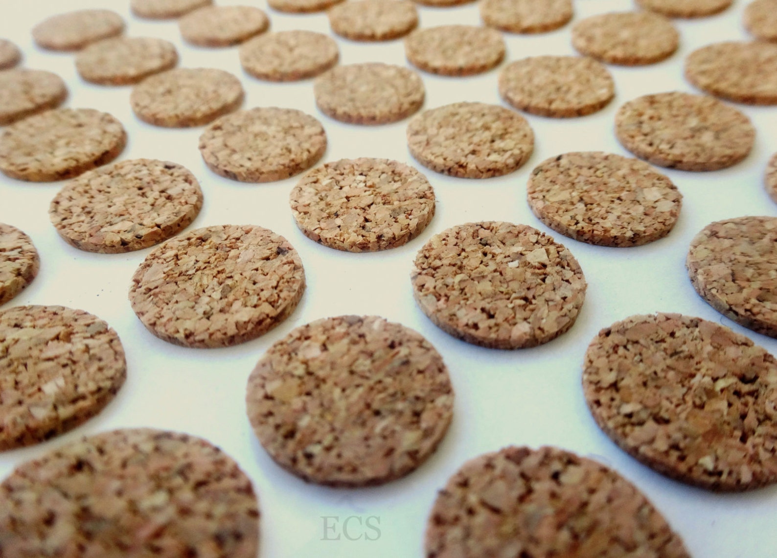 40 or 80 1 1/4 x 1/16 Cork Discs Self Adhesive Natural Etsy