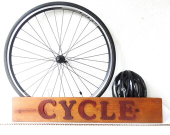 Cycle Sign Made from Reclaimed Wood