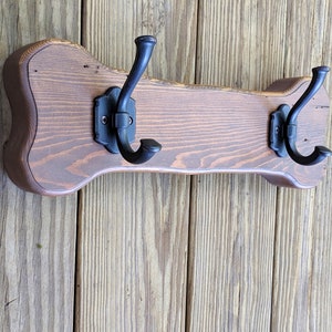 Dog Bone Leash Holder - Made with Reclaimed Wood & Large Decorative Hooks