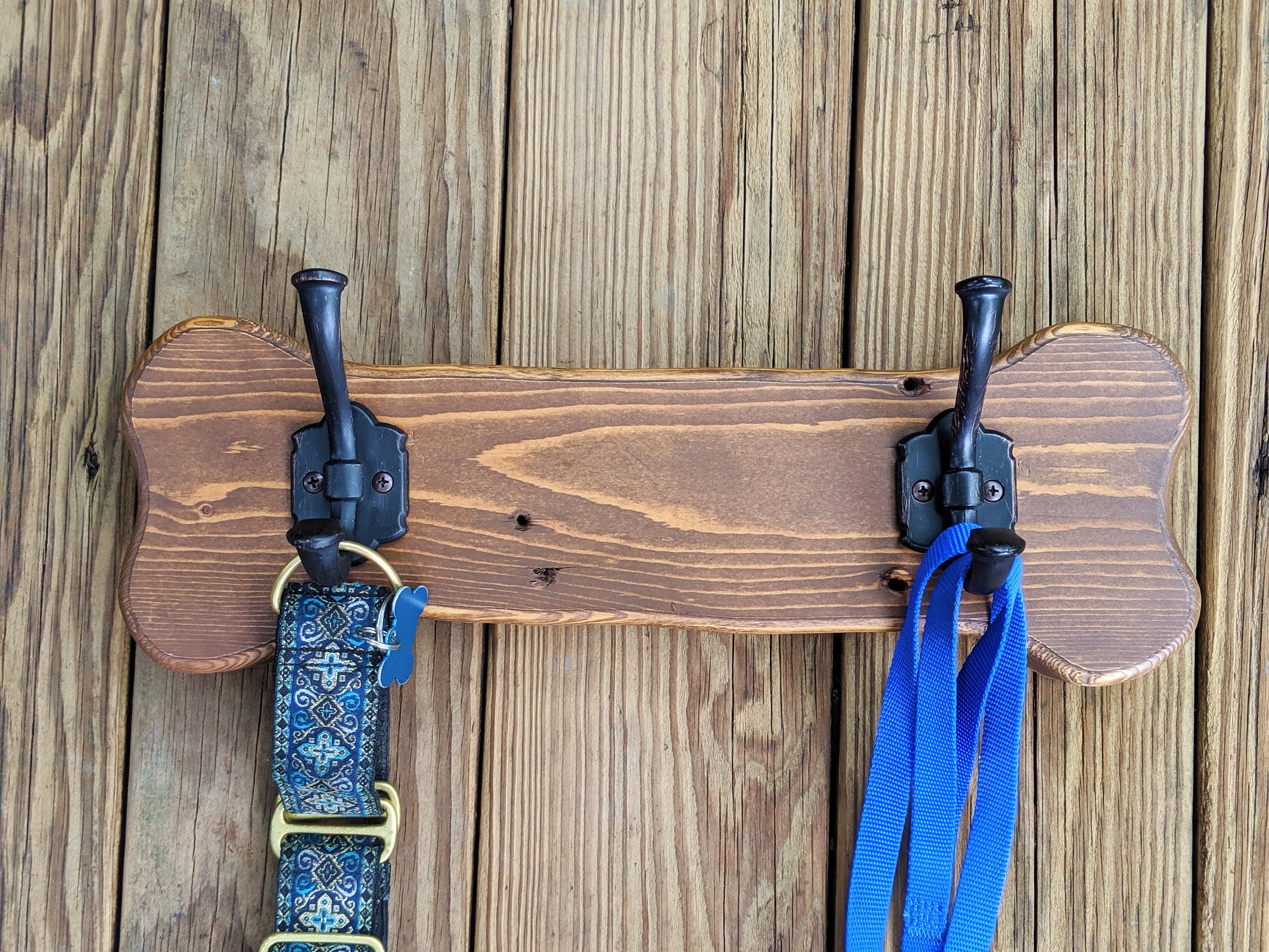 Personalized Dog Leash Hook Dog Bone Made With Reclaimed Etsy