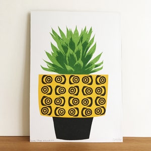 Houseplant print, original A4 linocut print, wall art image 7