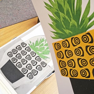 Houseplant print, original A4 linocut print, wall art image 9