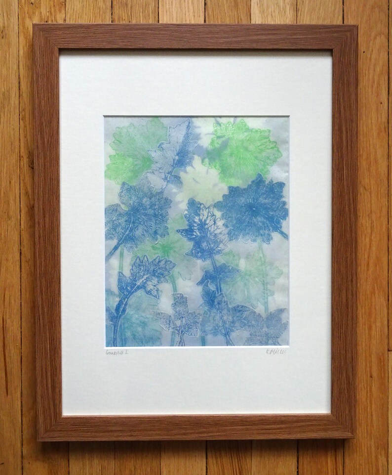 original monoprint-collage cranesbill and other leaves Nature print