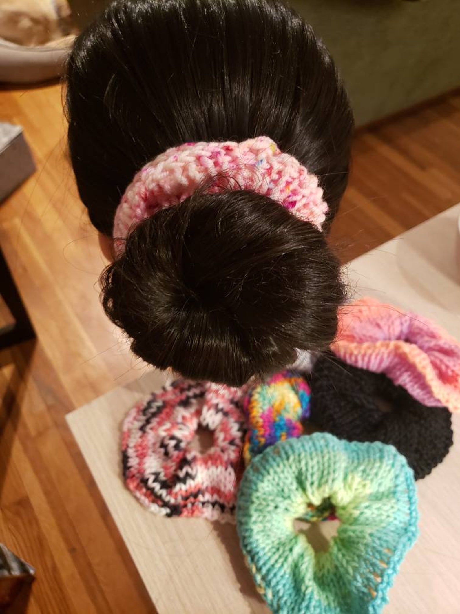 Hand knit hair scrunchies Etsy