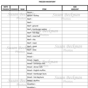 Sample Beef Inventory Freezer Inventory Log, PDF, Instant Download, Food Inventory, Menu ...