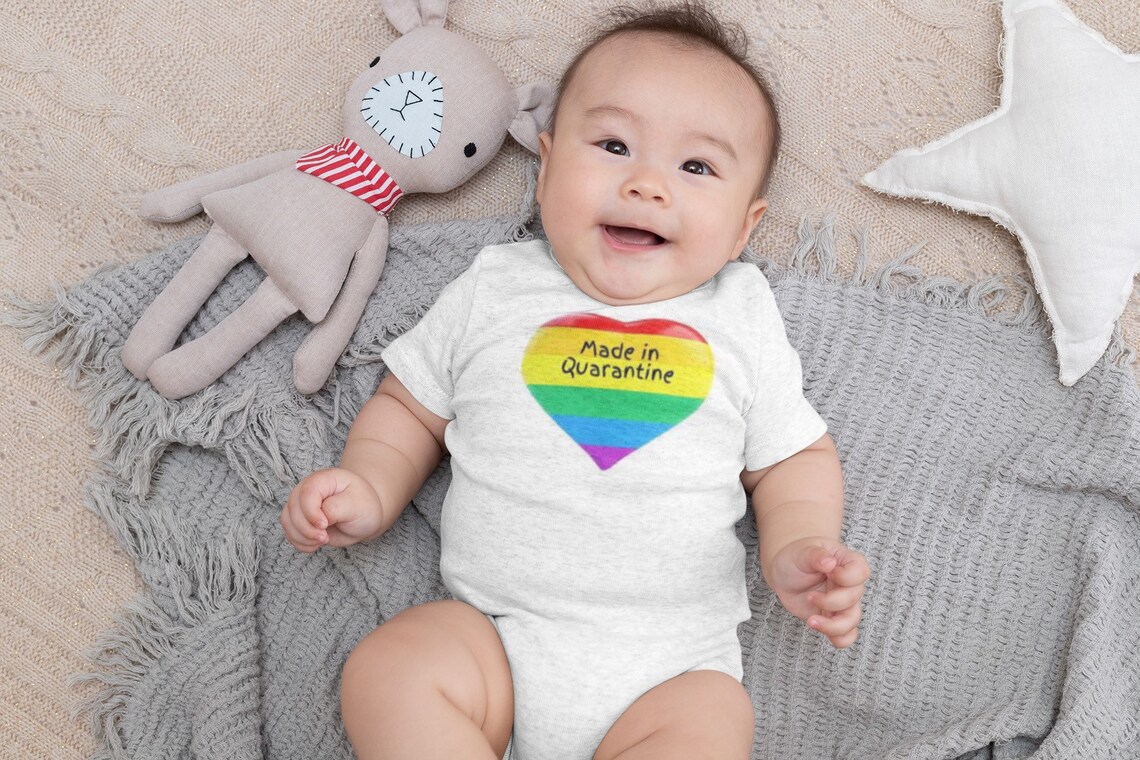 LGBTQ pride baby onesie gay pride quarantine two moms two Etsy