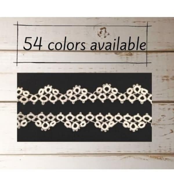 Lace by the yard, Lace Edging, Lace Trim, Eyelet Lace, Handmade, Tatting Jewelry, Cotton, Tatting, Custom Made, Lace Edging Tatting