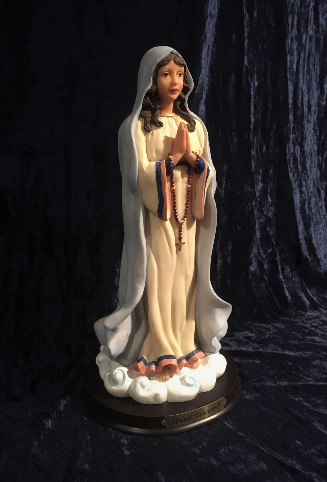 Beautiful Large Vintage Hand Painted Virgin Mary Statue On image 1