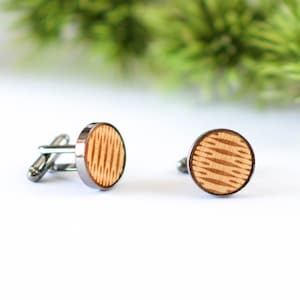 Engraved Wood Cufflinks for Men, Wedding Cufflinks for Groom Groomsmen, Wooden Cuff Links Gift for Men Him