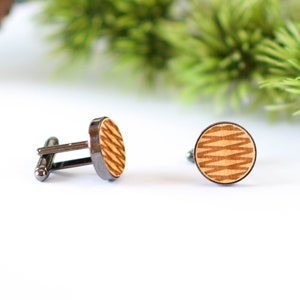 Wood Cufflinks for Men, Wedding Cufflinks for Groom Groomsmen, Anniversary Gift for Husband