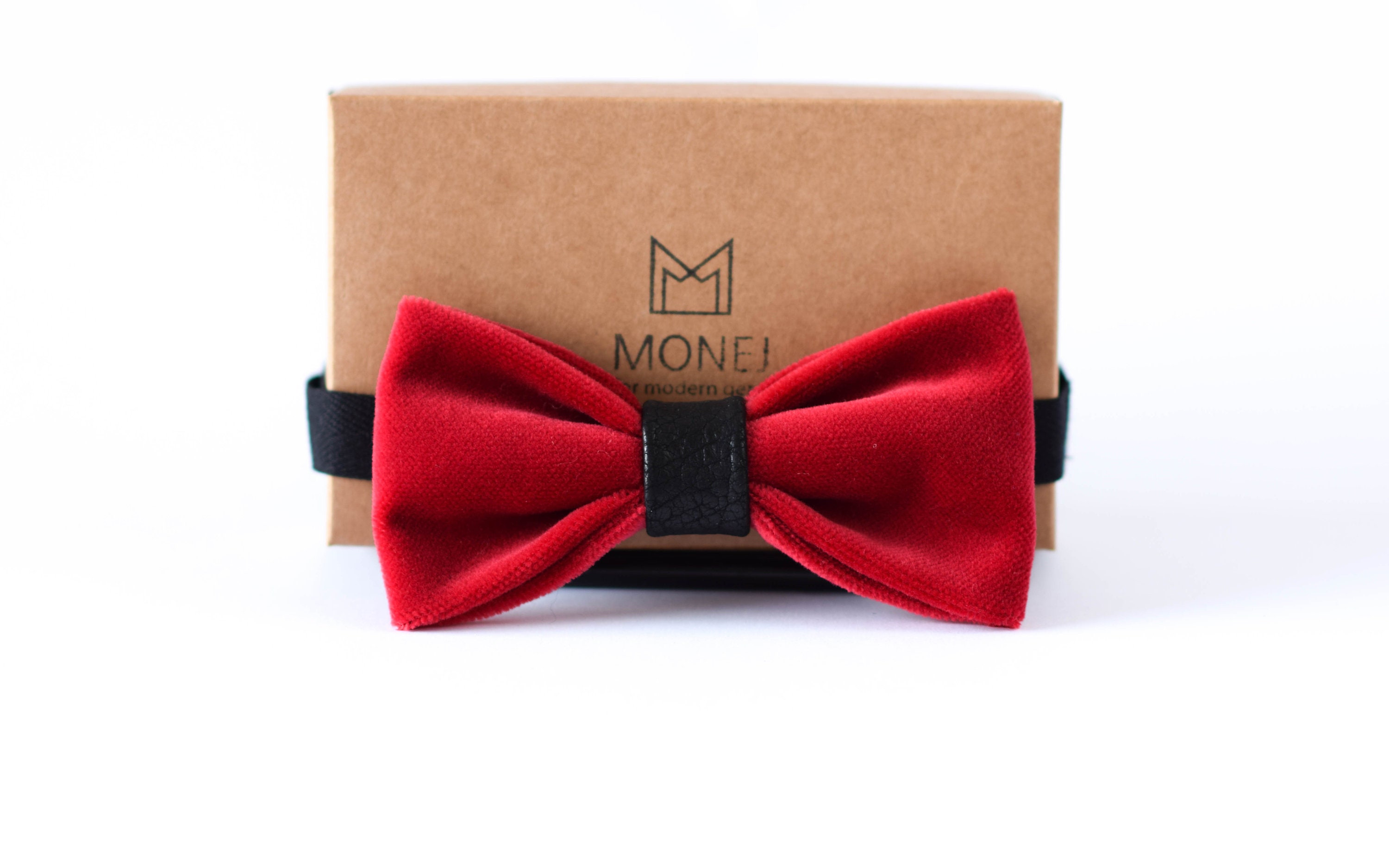 Red Bow Tie for Men, Wedding Velvet Bow Tie for Groom / Groomsmen, Gift for Him Men