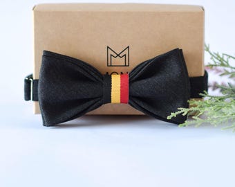 Belgian Flag Bow Tie for Men & Boys – Belgium Tricolor Bowtie, Black Yellow Red Patriotic Gift for Him, Dad, Son, Husband