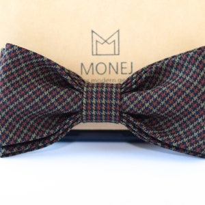 Brown Tartan Bow Tie for Men, Boho Rustic Wedding Bow Tie for Groom Groomsmen, Gift for Him Men