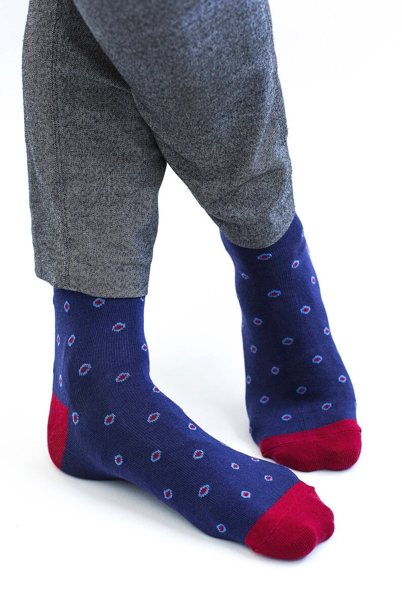 Men's Dark Blue and Burgundy Socks Cotton and Spandex Etsy