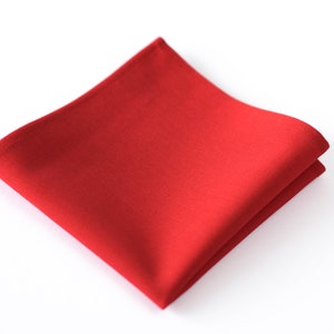 Mens Pocket Square in Red, Retro Wedding Handkerchief for Groom and Groomsmen, Gift for Men or Husband