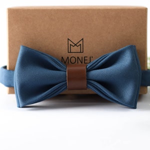 Pajarita minimalista en azul para hombres y niños, pajarita de boda preatada para novios, pajarita de boda boho rústica, regalo para hombres