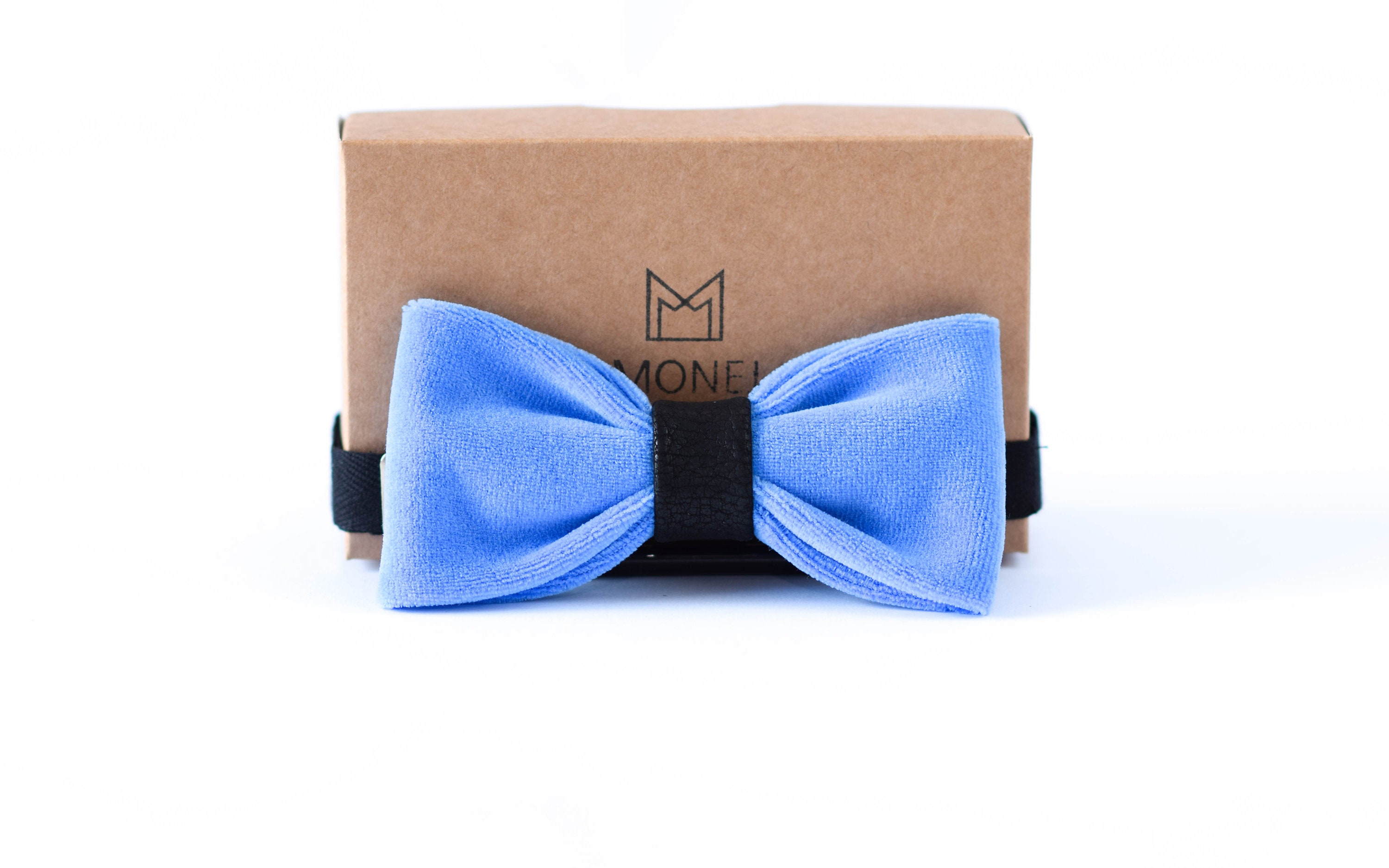 Light Royal Blue Bow Tie for Men, Cotton Velvet Bow Tie, Rustic Wedding Bow Tie for Groom, Gift for Boyfriend, Husband, Dad, Boss