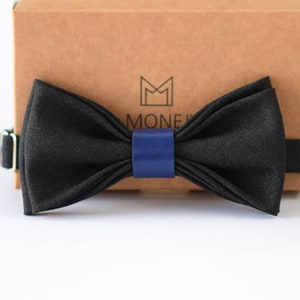 Black Bow Tie for Men, Ready-Tied Wedding Bow Tie for Groom and Groomsmen, Fathers Day Gifts