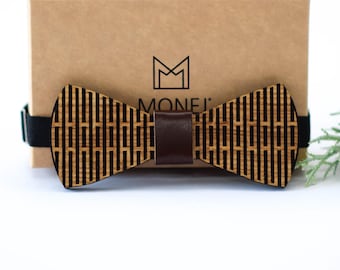 Engraved Wooden Bow Tie for Men – Handmade Natural Wood Accessory, Stylish Gift for Husband, Groom or Best Man