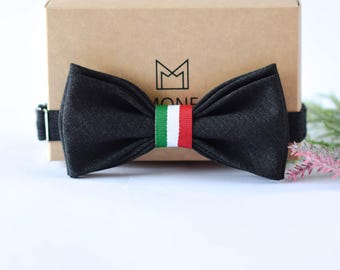 Vlinderdas met Italiaanse vlag voor mannen – driekleurige vlinderstrik Italië, patriottisch cadeau voor hem, vader, echtgenoot, vriend – rood wit groen nationale kleuren