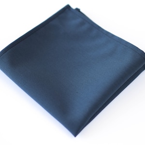 Navy Blue Pocket Square for Groom and Groomsmen, Plain Wedding Handkerchief, Gift for Dad or Husband