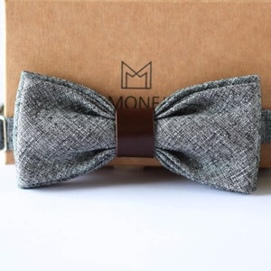 Grey Bow Tie for Men, Solid Modern Bowtie for Wedding, Pre-tied Bow Tie, Father Day Gift, Business Gift
