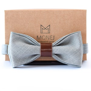 Grey Bow Tie for Men and Boys, Ready Tied / Pre Tied Bow Tie, Rustic Wedding Bow Tie for Groom, Gift for Boyfriend, Husband, Dad, Boss