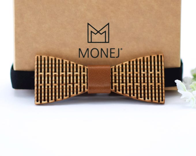 Wood Bow Tie for Men, Modern Wooden Wedding Necktie for Groom Groomsmen, Gift for Men