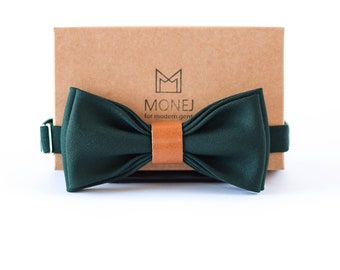 Nœud papillon vert forêt pour homme et enfant, ensemble nœud papillon et pochette de costume pour mariage rustique, ensemble nœud papillon garçons d'honneur / marié, cadeau homme d'affaires