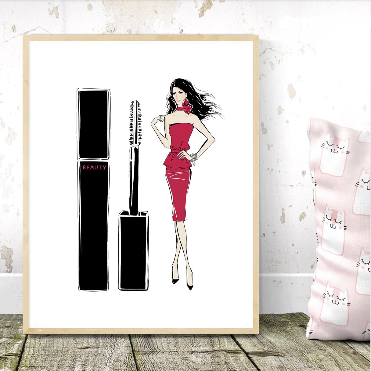 Fashion illustration print makeup poster. Makeup artist gift Etsy