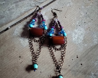 Boucles d'oreilles pendantes perles