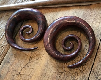 Sono Wood Large Spiral Handcarved Hangers Taper Ear Plugs Gauges (Pair) 4mm (6g) 5mm (4G) 6mm (2G) 8mm (0G) 10mm (00G) 12mm (1/2")