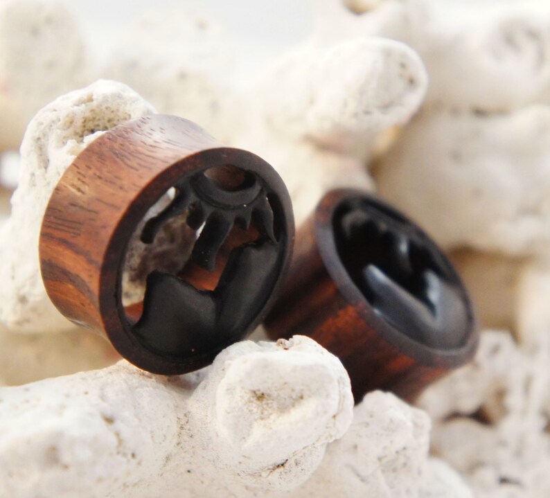 12mm Pair Dark Sono Wood Mountains Sun Tunnels Plugs Earrings 10mm 12 18mm 1116 14mm 00G 58 916 16mm 20mm 1316 25mm 1