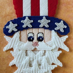 Plastic Canvas Pattern for 7 Count Canvas Star Spangled Sam Door Hanging Wall Art USA Summer