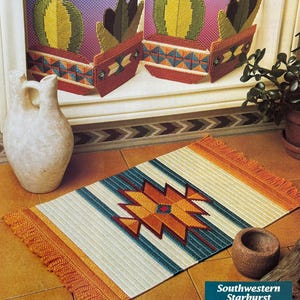 Plastic Canvas Pattern in 7 Count Southwestern Touch Table Mat and Screen Fall Winter Spring Summer