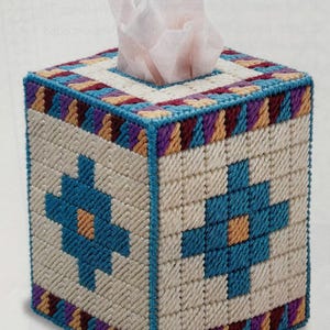 Plastic Canvas Pattern in 7 Count Pretty Southwestern Quilt Boutique Tissue Topper Spring Summer Fall