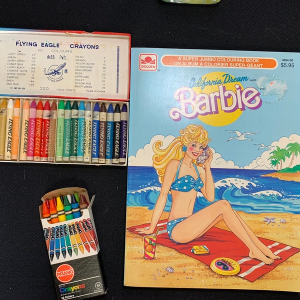 Vintage Unused Golden Barbie California Dream Coloring Book with Crayons