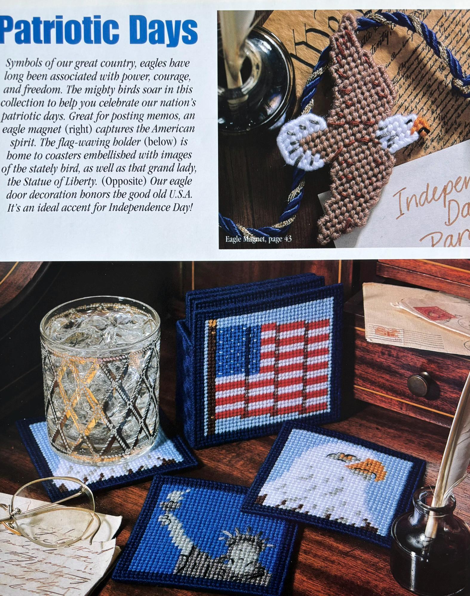 Plastic Canvas Pattern in 7 Count Patriotic USA Coasters and Holder ...