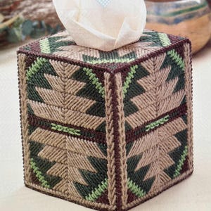 Plastic Canvas Pattern in 7 Count Pretty Tribal Motif Boutique Tissue Topper Spring Summer Fall